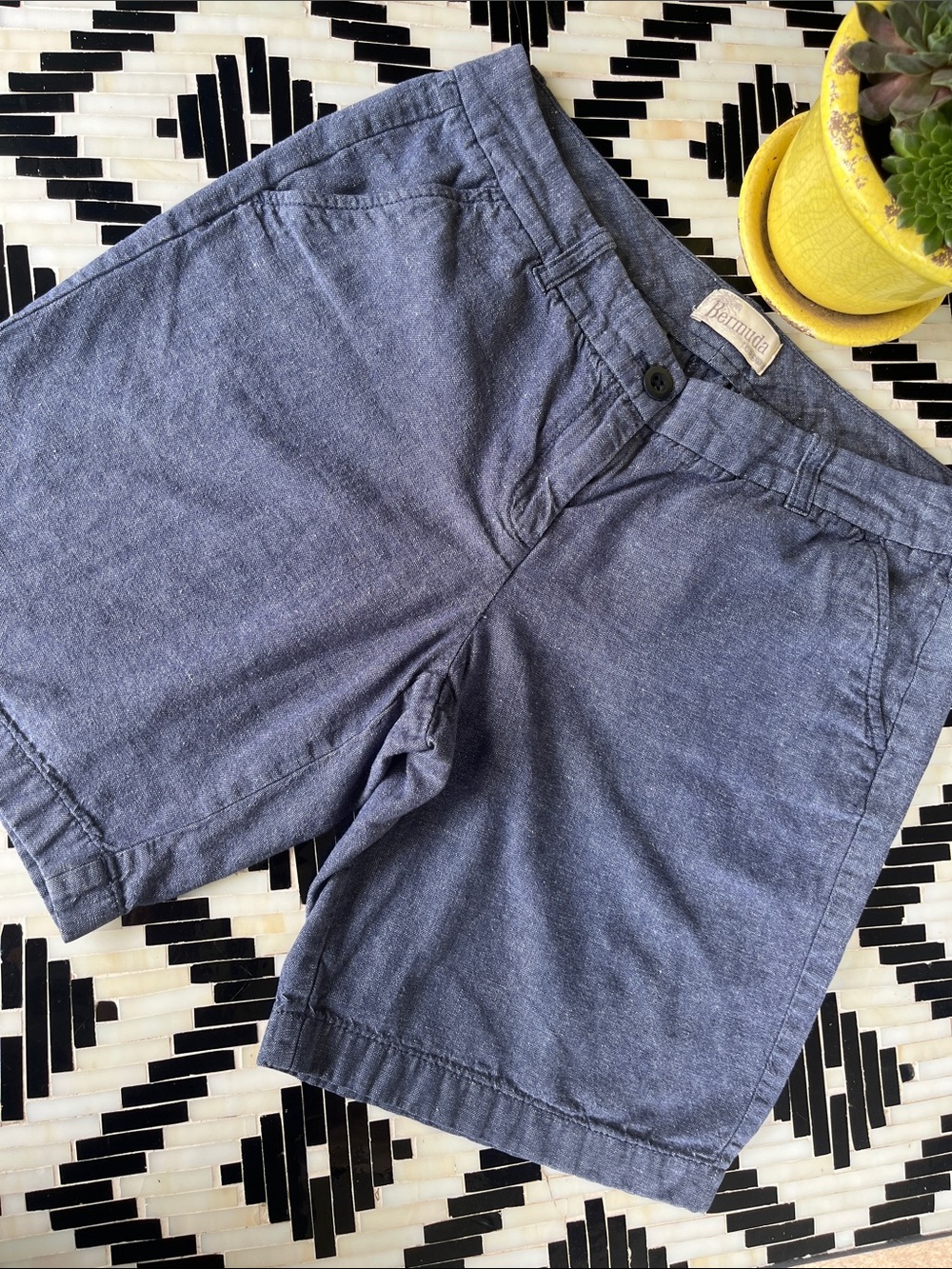 J. Crew Blue Chambray Bermuda Shorts